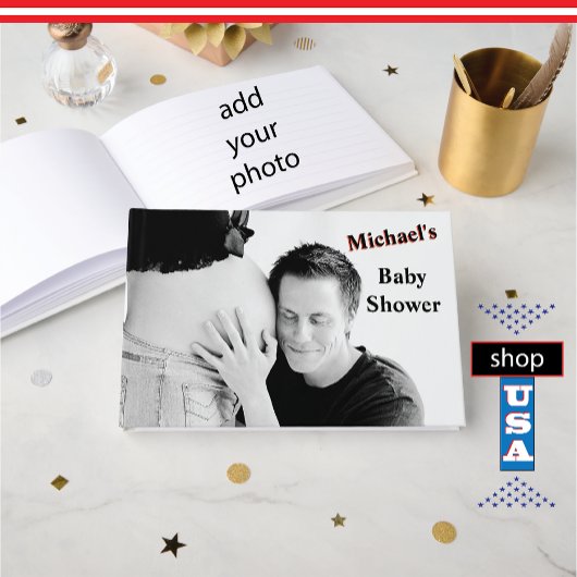 Baby shower 🍼 Baby Bump Photo Monogram Gastenboek