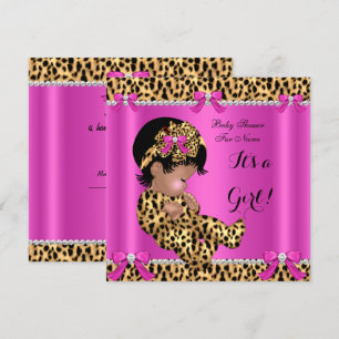 Baby shower Baby Cute Girl Leopard Hot Pink Gold A Kaart