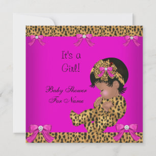 Baby shower Baby Cute Girl Leopard Pink Gold 3 Kaart