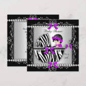 Baby shower Baby Cute Girl Zebra Pram Silver Kaart (Voorkant / Achterkant)