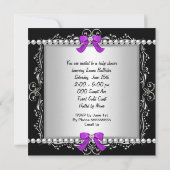 Baby shower Baby Cute Girl Zebra Pram Silver Kaart (Achterkant)