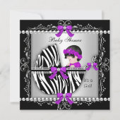 Baby shower Baby Cute Girl Zebra Pram Silver Kaart (Voorkant)