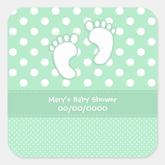 Baby shower Baby Feet Vierkante Sticker (Voorkant)