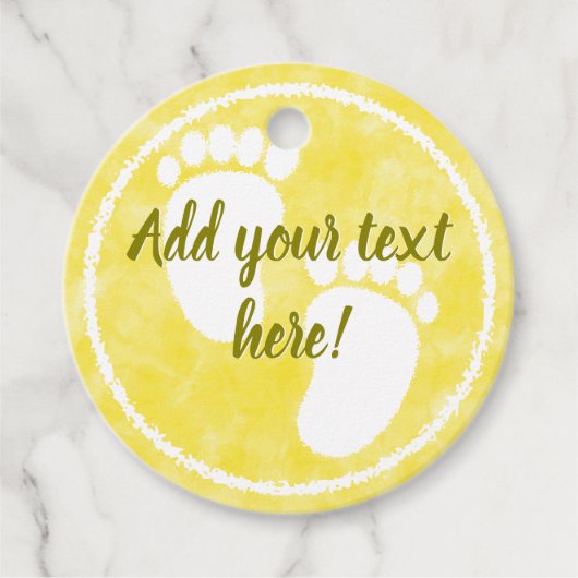Baby shower Baby Geel Waterverf Aangepast Bedankjes Labels (Voorkant)