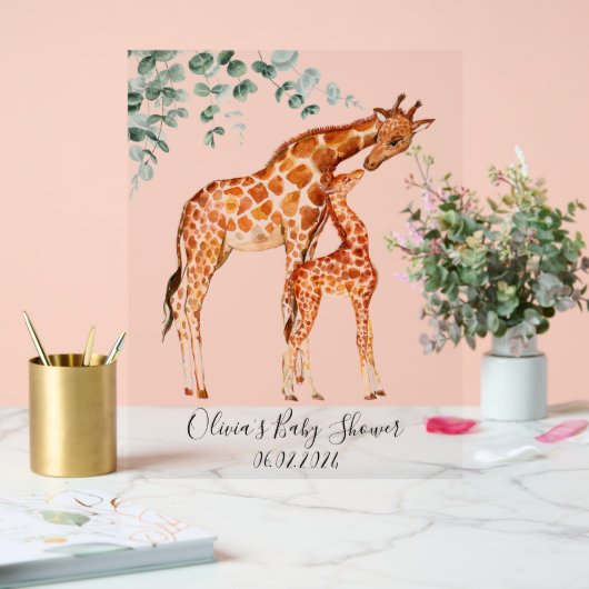 Baby shower baby giraffe acryl bord (Huwelijk)