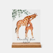 Baby shower baby giraffe acryl bord (Voorkant)