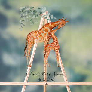 Baby shower baby giraffe acryl bord
