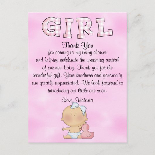 Baby shower Baby Girl Briefkaart (Voorkant)