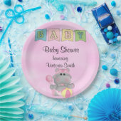 baby shower Baby Girl Hippo Papieren Bordje (Feest)