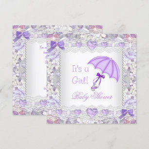 Baby shower Baby Girl Lavender Floral Umbrella Kaart