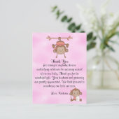 Baby shower Baby Girl Monkey Briefkaart (Staand voorkant)