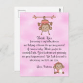 Baby shower Baby Girl Monkey Briefkaart (Voorkant / Achterkant)