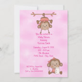 Baby shower Baby Girl Monkey Kaart (Voorkant)