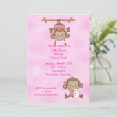 Baby shower Baby Girl Monkey Kaart (Staand voorkant)