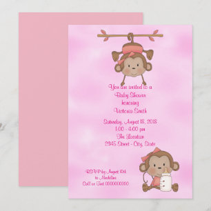 baby shower Baby Girl Monkey Kaart
