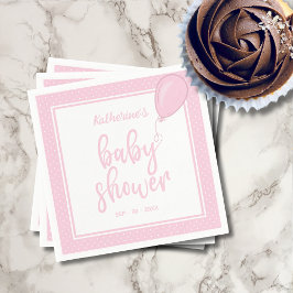Baby shower Baby Girl Pastel Pink Polka Dot Servet