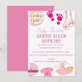 Baby Shower | Baby Girl Pink Modern Save The Date (Voorkant / Achterkant)