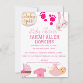 Baby Shower | Baby Girl Pink Modern Save The Date (Voorkant)