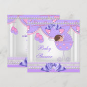 Baby shower Baby Girl White Pink Paars Pearl Lace Kaart (Voorkant / Achterkant)