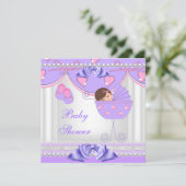 Baby shower Baby Girl White Pink Paars Pearl Lace Kaart (Staand voorkant)