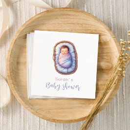 Baby Shower | Baby in Basket Modern Gender neutral Servet