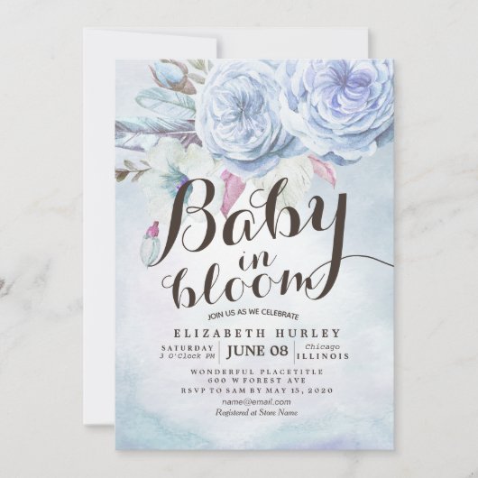 Baby shower Baby in Bloom Bohemian Flowers Feather Kaart (Voorkant)