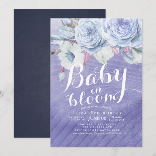Baby shower Baby in Bloom Boho Flowers Kaart (Voorkant / Achterkant)