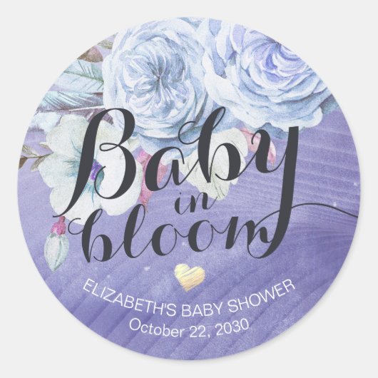 Baby shower Baby in Bloom Boho Flowers Ronde Sticker (Voorkant)