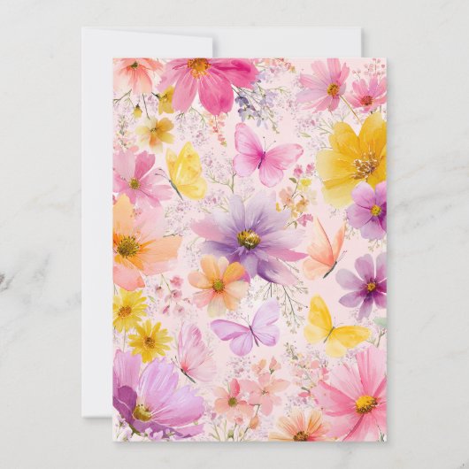 Baby shower Baby in Bloom Butterfly Roze Paarse Kaart (Achterkant)