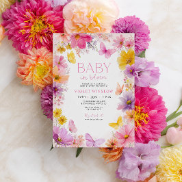 Baby shower Baby in Bloom Butterfly Roze Paarse Kaart