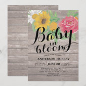 Baby shower Baby in Bloom Chic Flowers Rustic Wood Kaart (Voorkant / Achterkant)