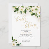 Baby shower Baby in Bloom Wit Goud Bloemen Kaart (Voorkant)