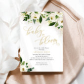 Baby shower Baby in Bloom Wit Goud Bloemen Kaart