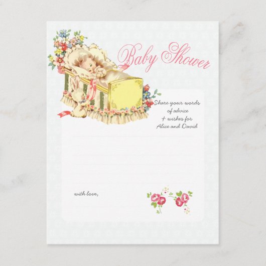  Baby shower Baby in Wieg Advice Kaart (Voorkant)