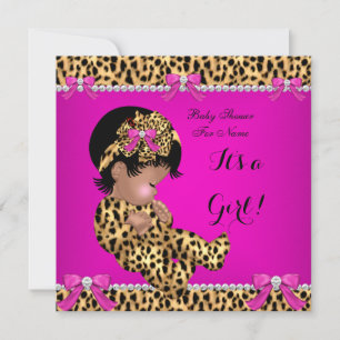 Baby Shower Baby Lief Meisje Luipaard Heet Roze Go Kaart