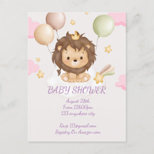 BABY SHOWER BABY LION UITNODIGING