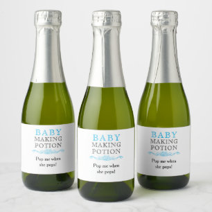 Baby Shower Baby Maken Toverdrank Favor Lichtblauw Sparkling Wijnetiket