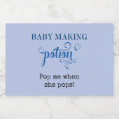 Baby shower Baby Making Potion Favor Blue Mini Sparkling Wijnetiket (Enkel label)