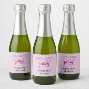 Baby shower Baby Making Potion Favor Roze Mini Sparkling Wijnetiket