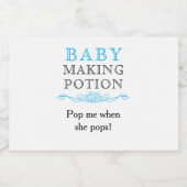Baby shower Baby Making Potion Favor Sky Blue Mini Sparkling Wijnetiket (Enkel label)