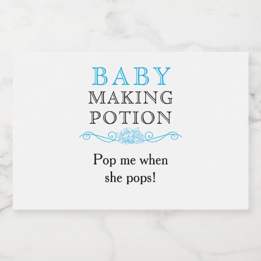 Baby shower Baby Making Potion Favor Sky Blue Mini Sparkling Wijnetiket (Enkel label)