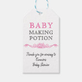 Baby shower Baby Making Potion Roze Dank u Cadeaulabel (Voorkant)