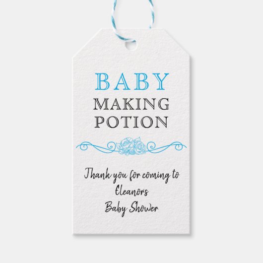 Baby shower Baby Making Potion Sky Blue Dank u Cadeaulabel (Voorkant)