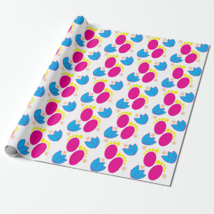 Baby Shower Baby Meisje Baby Voeten Kleurrijk Bloe Cadeaupapier
