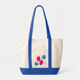 Baby Shower Baby Meisje Baby Voeten Kleurrijk Bloe Tote Bag
