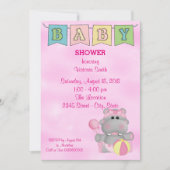 Baby shower Baby Meisje Hippo Kaart (Voorkant)
