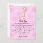 Baby shower Baby Meisje Roze Giraffe Briefkaart (Voorkant / Achterkant)