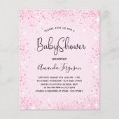 Baby shower baby meisje roze glitter uitnodiging (Voorkant)