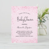 Baby Shower baby meisje roze glitters Kaart (Staand voorkant)