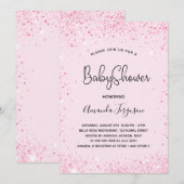 Baby Shower baby meisje roze glitters Kaart (Voorkant / Achterkant)
